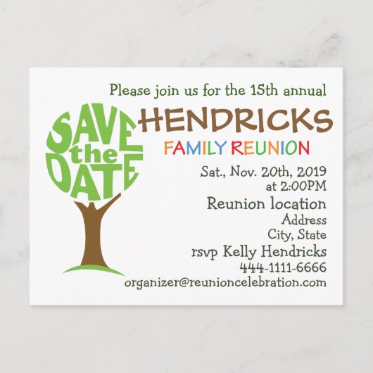 Ontwerp van reünie voor gezinnen uitnodiging briefkaart (Voorkant)