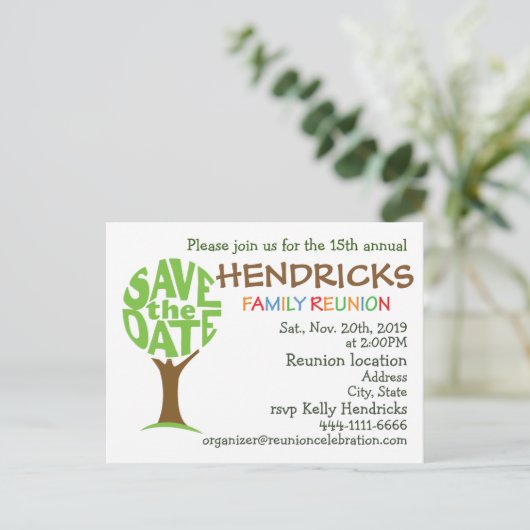 Ontwerp van reünie voor gezinnen uitnodiging briefkaart (Staand voorkant)