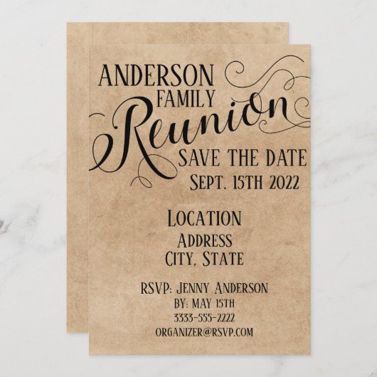 Ontwerp van reüniekaart kaart (Voorkant / Achterkant)