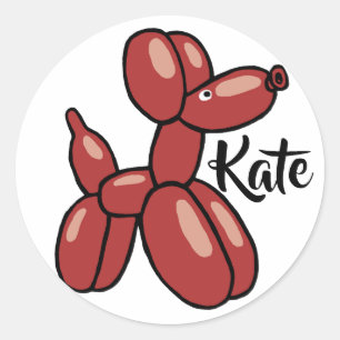 Ontwerp van rode ballonhond ronde sticker