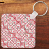 Ontwerp van rode decoratieve oekraïense patronen sleutelhanger (Achterkant)