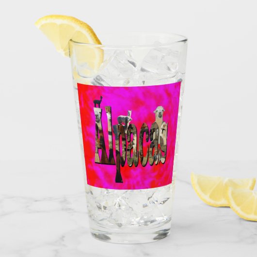 ontwerp van rode en roze alpaca-Logo, Glas (Voorkant ijs)