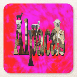 ontwerp van rode en roze alpaca-Logo, Kartonnen Onderzetters