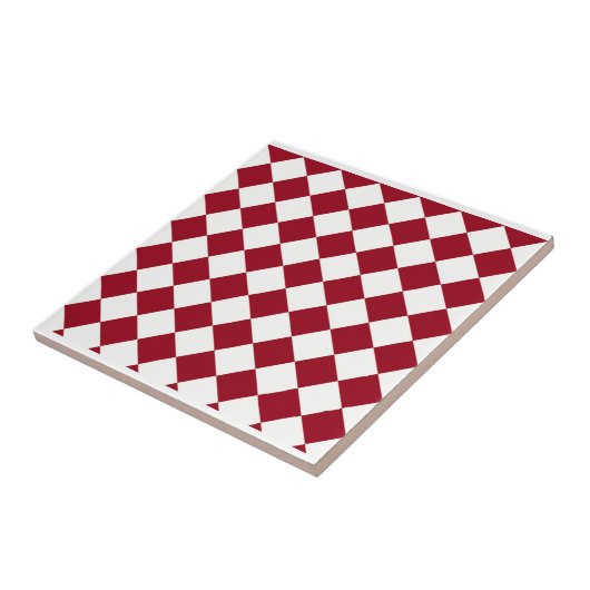 Ontwerp van rode en witte chequker tegeltje (Zijkant)