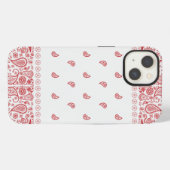 Ontwerp van rode en witte paisley iPhone hoesje (Achterkant horizontaal)