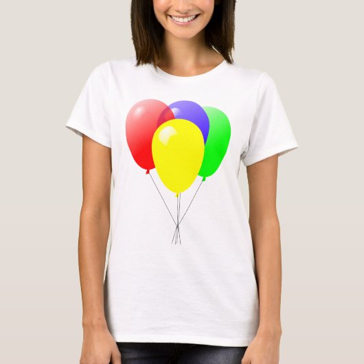 Ontwerp van rode groene blauwe en gele ballonnen t-shirt (Voorkant)
