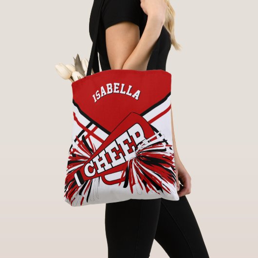 Ontwerp van rode, zwarte en witte supermarktleider tote bag (Dichtbij)