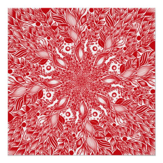 Ontwerp van rood bloesblad perfect poster (Voorkant)