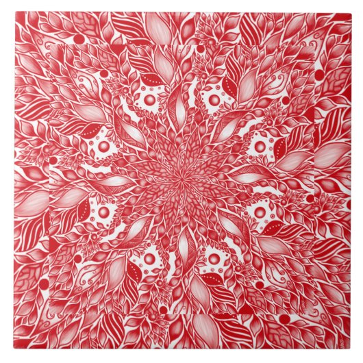 Ontwerp van rood bloesblad tegeltje (Voorkant)