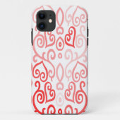 Ontwerp van rood en roze ombre Heart Case-Mate iPhone Case (Achterkant)