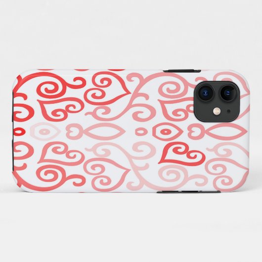 Ontwerp van rood en roze ombre Heart Case-Mate iPhone Case (Achterkant (horizontaal))