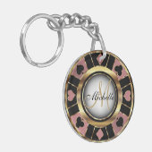 Ontwerp van roos Gold en Black Poker-chipset - Mon Sleutelhanger (Voorkant Links)