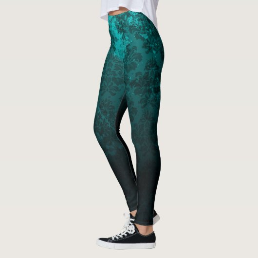 Ontwerp van Royal Damask Turquoise Leggings (Links)