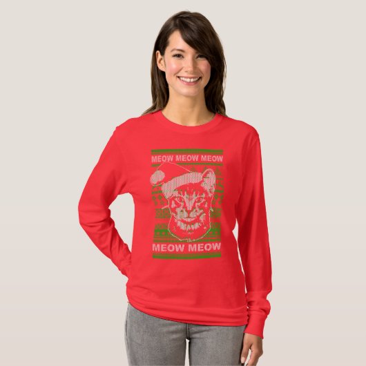 Ontwerp van Santa Cat Holiday Sweater T-shirt (Voorkant volledig)