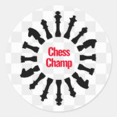 Ontwerp van schaakartikelen ronde sticker (Voorkant)
