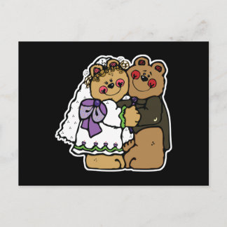 ontwerp van schattige bride en groom teddybeer briefkaart