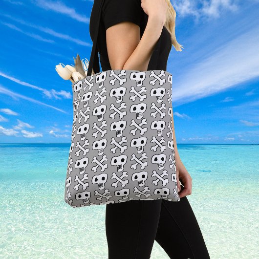 Ontwerp van schedel en dwarsbeenderen. Dames Tote Bag