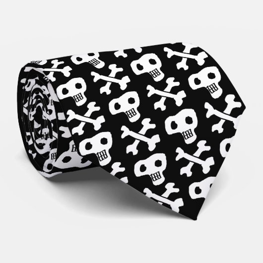 Ontwerp van schedel en dwarsbeenderen stropdas (Opgerold)
