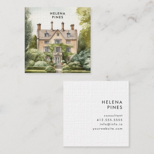 Ontwerp van schildpaddestoelen - landschappen, mak vierkante visitekaartje (Voorkant / Achterkant)