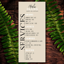 Ontwerp van schoonheidssalon behandelmenu menu