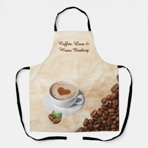 Ontwerp van schort met koffie, liefde en thuis kok