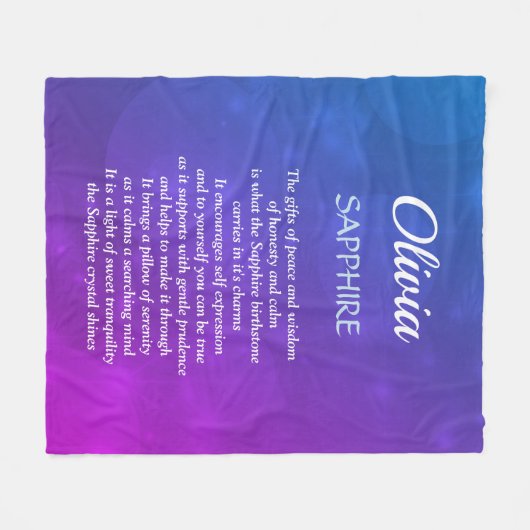 Ontwerp van september Birthstone Sapphire Fleece Deken (Voorkant (Horizontaal))