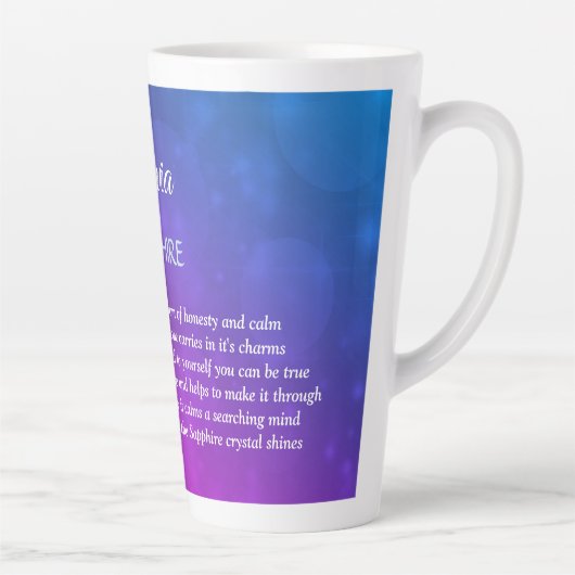 Ontwerp van september Birthstone Sapphire Latte Mok (Rechts)