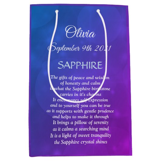 Ontwerp van september Birthstone Sapphire Medium Cadeauzakje (Voorkant)