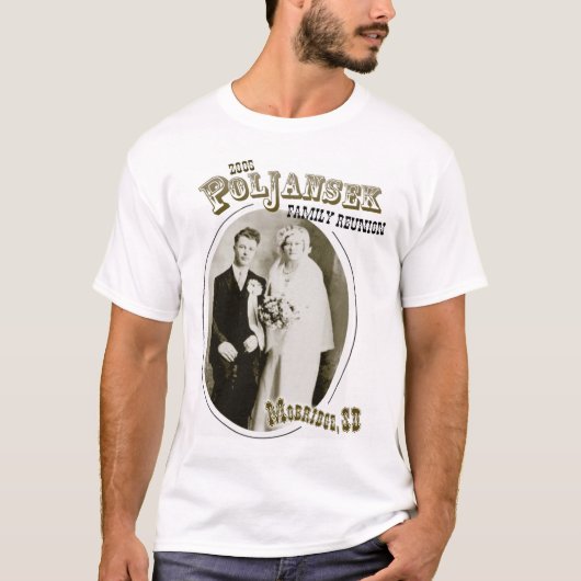 Ontwerp van shirt bij reünie Poljansek Family (Voorkant)