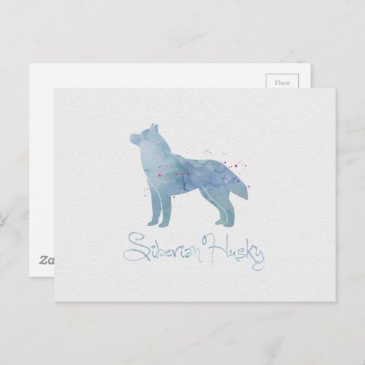 Ontwerp van Siberian Husky-Waterverf Briefkaart (Voorkant / Achterkant)