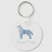 Ontwerp van Siberian Husky-Waterverf Sleutelhanger (Voorkant)