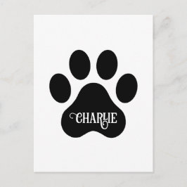 Ontwerp van silhouet van hondenpoot met naam briefkaart