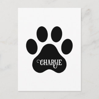 Ontwerp van silhouet van hondenpoot met naam briefkaart