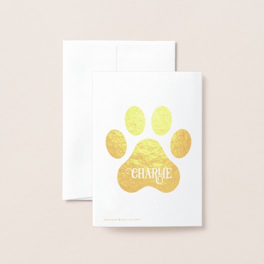 Ontwerp van silhouet van hondenpoot met naam folie kaarten (Met envelop)