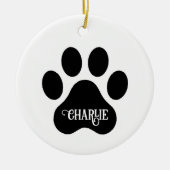 Ontwerp van silhouet van hondenpoot met naam keramisch ornament (Voorkant)