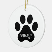 Ontwerp van silhouet van hondenpoot met naam keramisch ornament (Links)