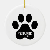 Ontwerp van silhouet van hondenpoot met naam keramisch ornament (Achterkant)