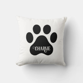 Ontwerp van silhouet van hondenpoot met naam kussen