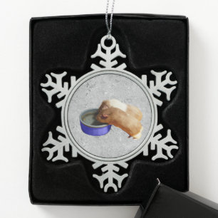 Ontwerp van Silver Guinee Pigs Tin Sneeuwvlok Ornament