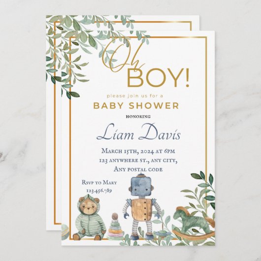 Ontwerp van speelgoed robot en Teddy-beer Kaart (Voorkant / Achterkant)