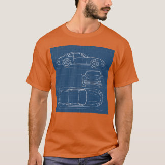 Ontwerp van sportauto in blueprintstijl leuk t-shirt