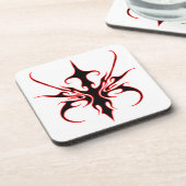 Ontwerp van stammaskers - zwart en rood drankjes onderzetter (Linkerzijde)