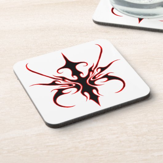 Ontwerp van stammaskers - zwart en rood drankjes onderzetter (Linkerzijde)