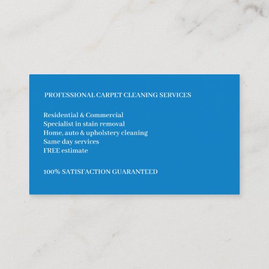 Ontwerp van tapijt- en Tegel-reinigingsprogramma v Visitekaartje (Achterkant)