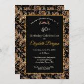 ontwerp van tapijt op zwarte 40e verjaardag kaart (Voorkant / Achterkant)