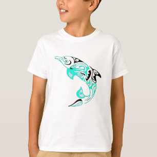 Ontwerp van Tattoo met dolfijn in zwart-wit T-shirt