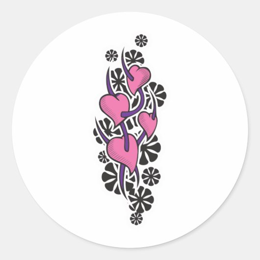 Ontwerp van Tattoo voor touw en hart Ronde Sticker (Voorkant)