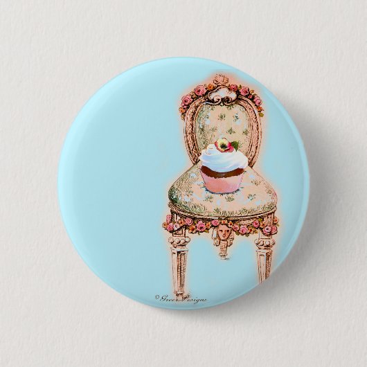 Ontwerp van Tea Party Cupcake Ronde Button 5,7 Cm (Voorkant)