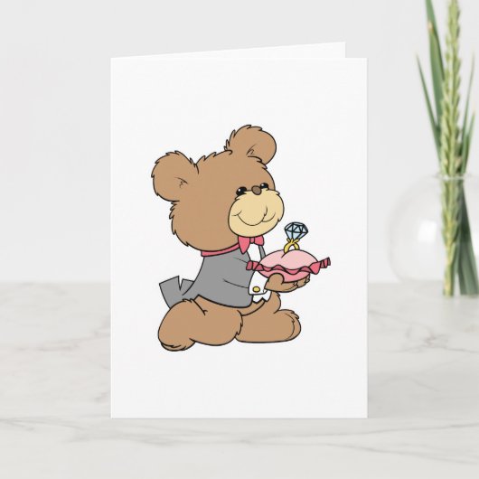 ontwerp van teddybeer voor voorstel of ringdrager kaart (Voorkant)