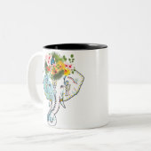 Ontwerp van Thaise olifanten Coffee en Tea-Mok Tweekleurige Koffiemok (Voorkant links)